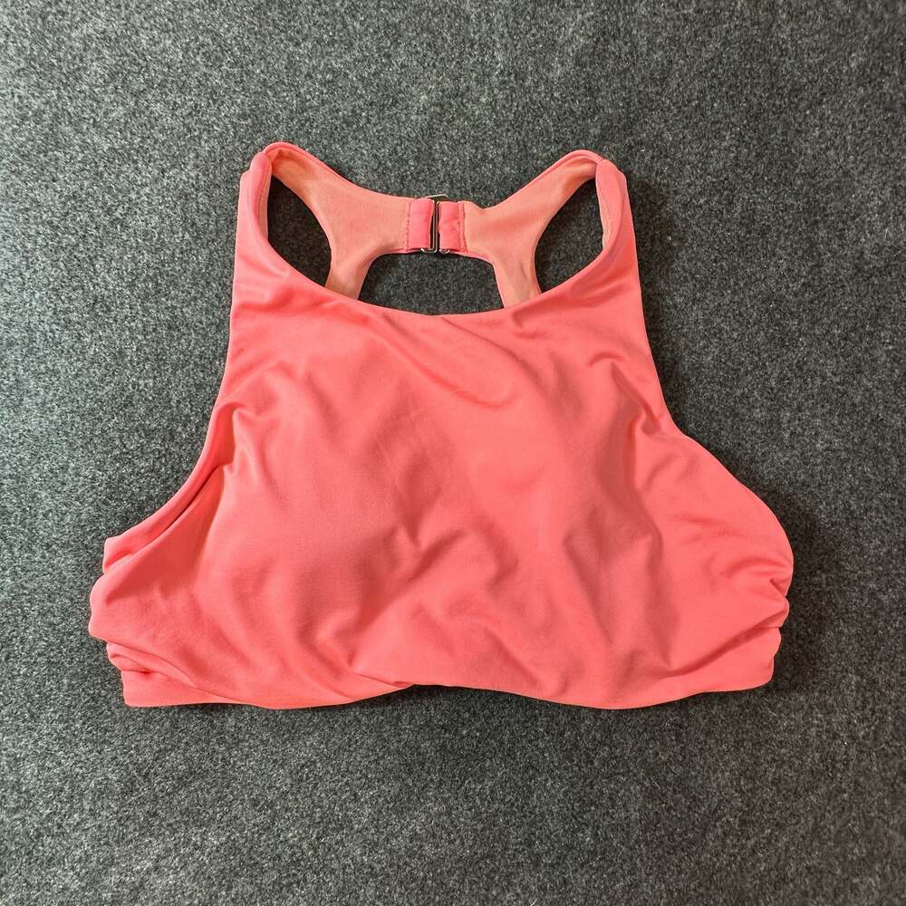 Athleta Maldives High Neck Bikini Swim Top 34B/C Coral Pink